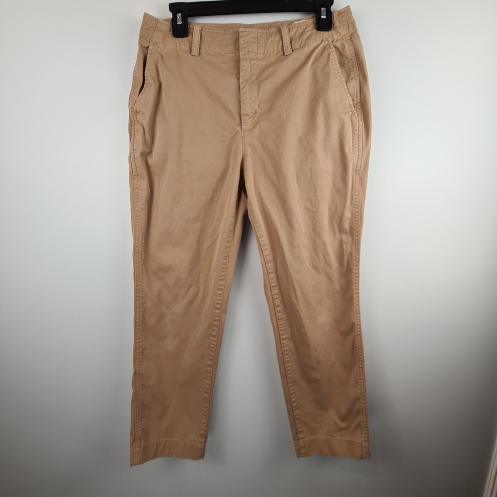 Gap Downtown Khaki Pants Womens 10 Tan Regenerative Cotton Stretch Tapered Chino